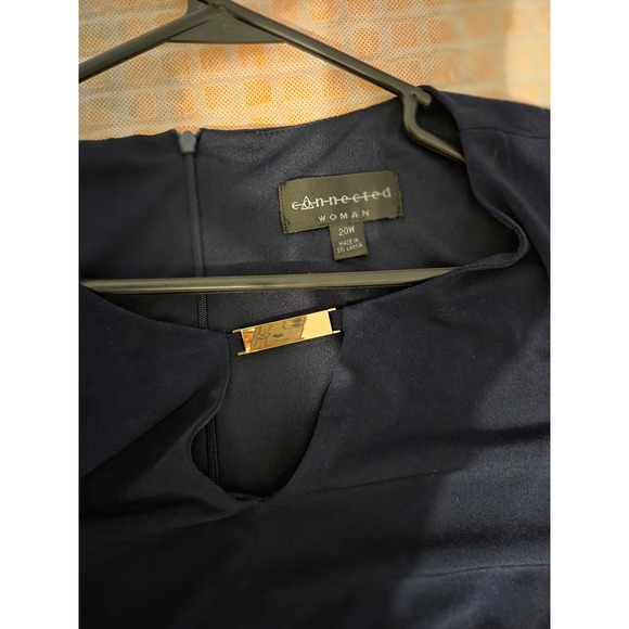 Connected Apparel Fit Flare Dress Womens 20W Navy Gold Bar Professional Classic - Picture 4 of 5